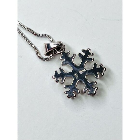 Silver 925 Simulated Fire Opal Snowflake 18" Necklace + Drop Earring Set Jewelry - Picture 8 of 16